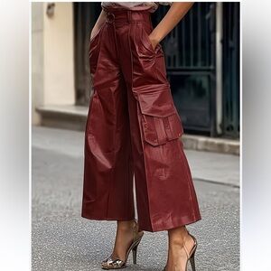 STYLEWE Red Wide Leg High-Waisted Pants
